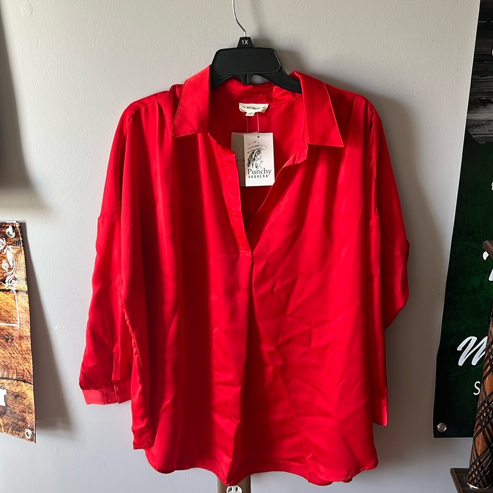 Red Satin Top